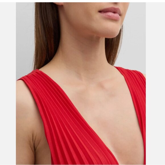 A.L.C Everly Pleated V-Neck Midi Dress - Picture 5 of 9